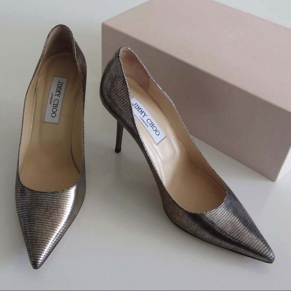 new JIMMY CHOO Agnes metallic lizard print pump 37 - Picture 2 of 8
